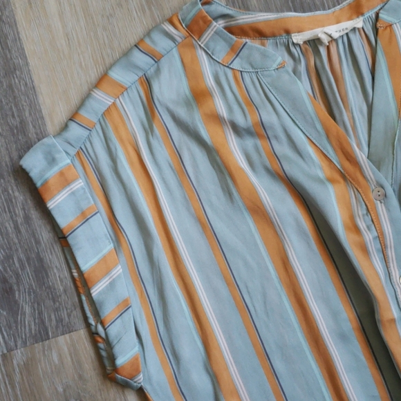 AQUA STRIPED SATIN ROMPER - Picture 5 of 16